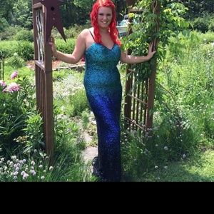 Blue sequin ombre-formal dress